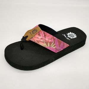 yellow box flamingo flip flops